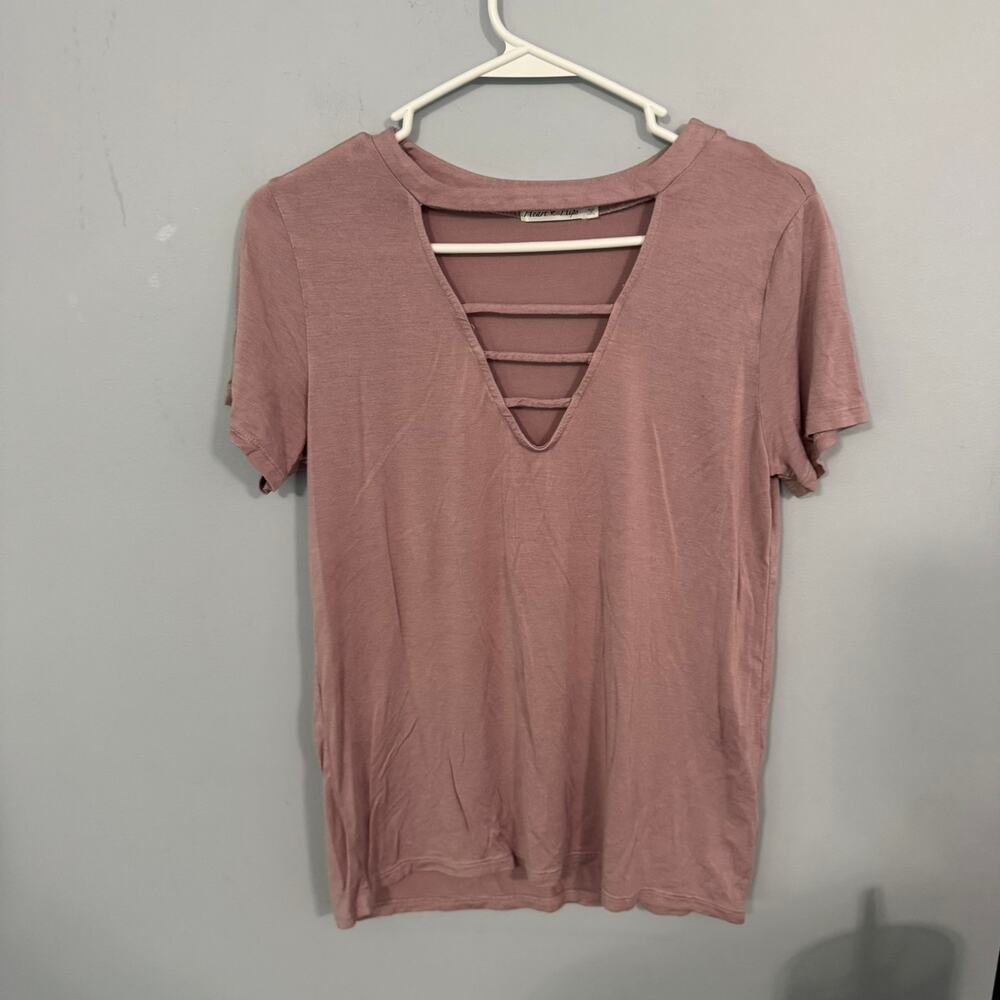Heart & Hips Dusty Pink Choker Strap Neckline Top Women's Size Medium w/ Spandex